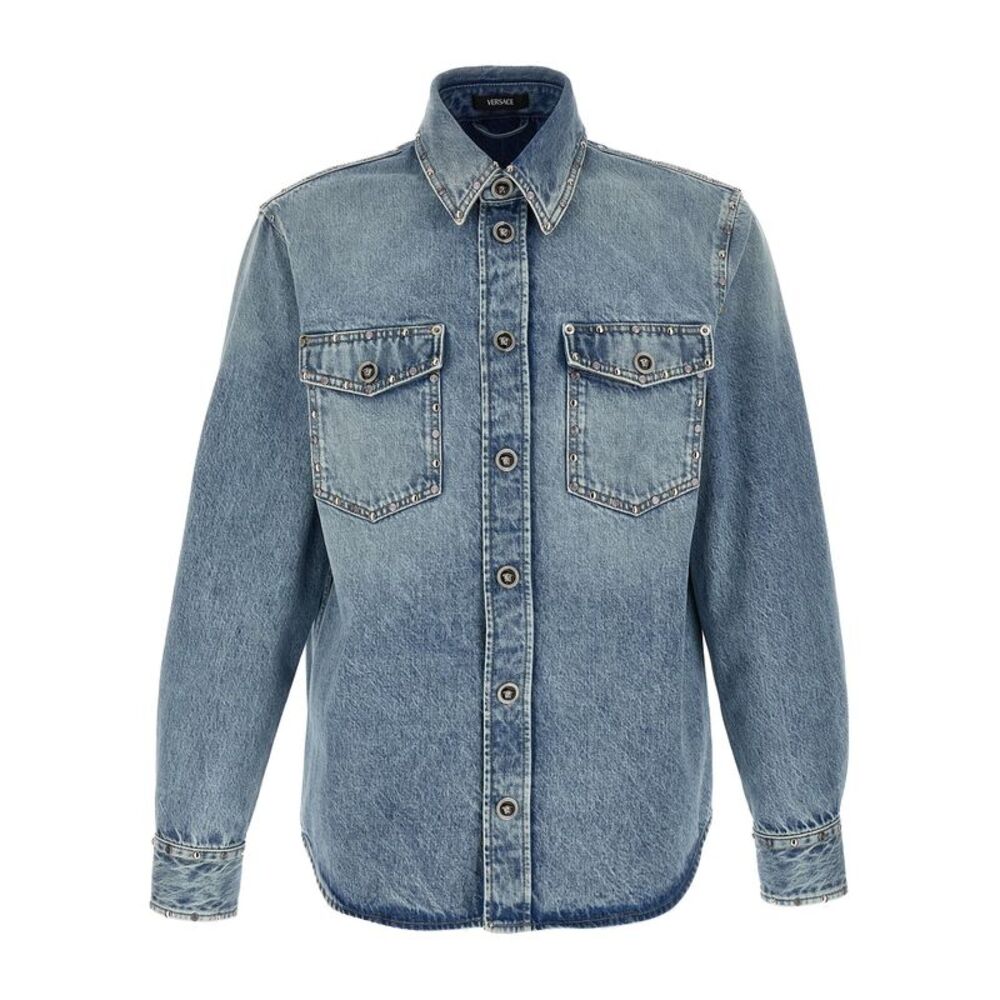 Versace Blue Cotton Men's Blouse